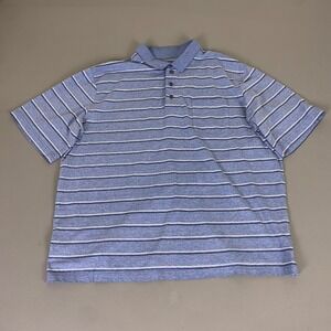 George Polo Shirt Men's Size XL 46-48 Blue Heather Striped Short Sleeve Cotton